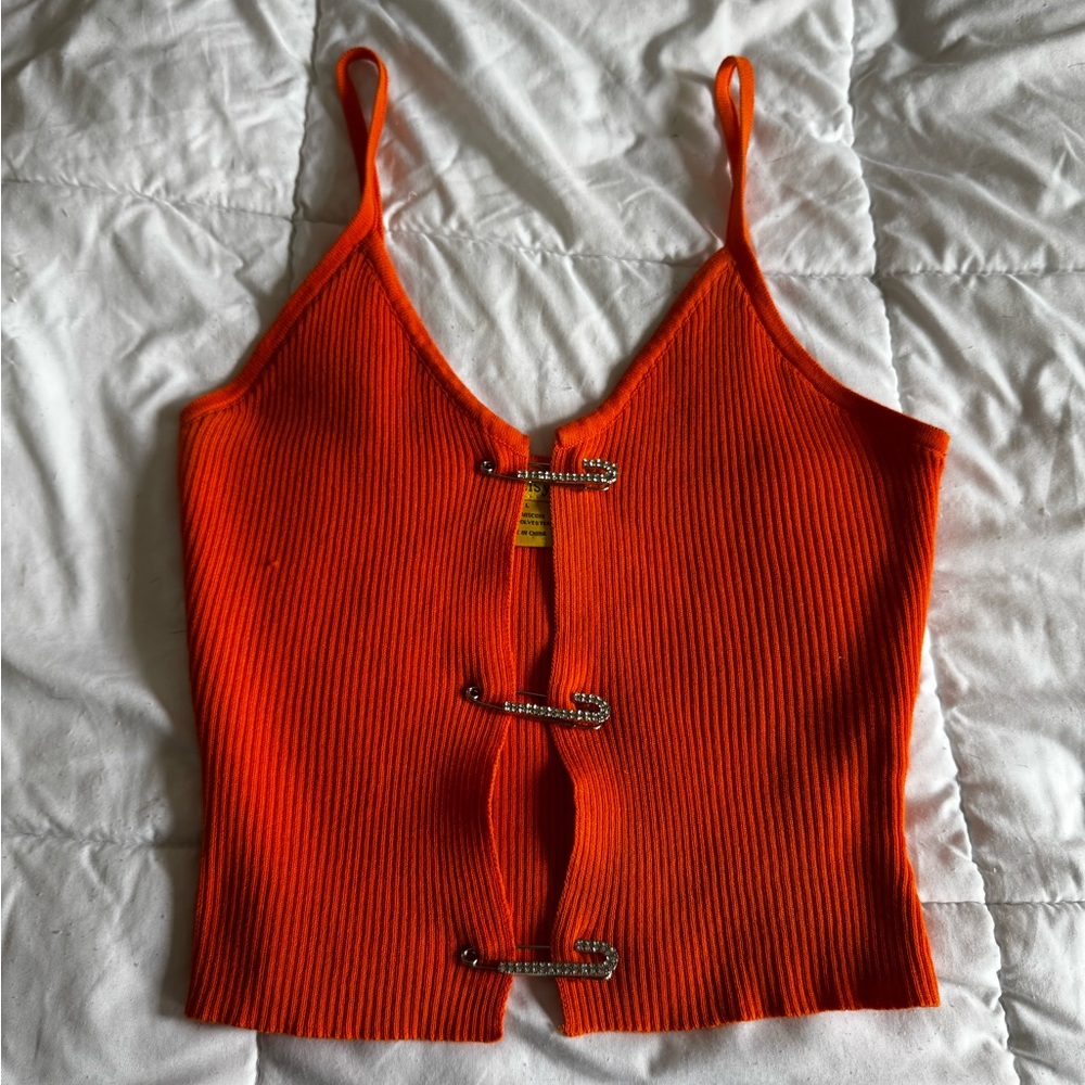 Daisy Bright Orange Camisole with Clasp Accents